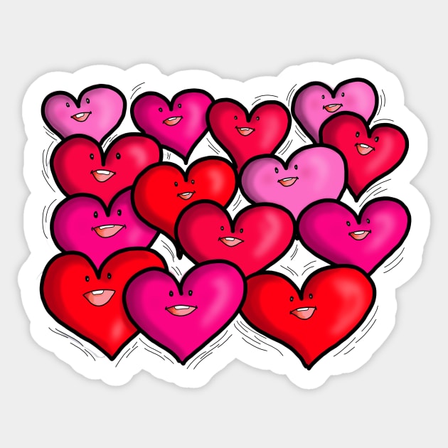 Cheerful Happy Smiling Hearts Sticker by Nalidsa